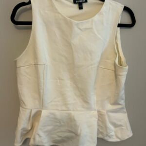 Express Women's Ivory Sleeveless Peplum Blouse
